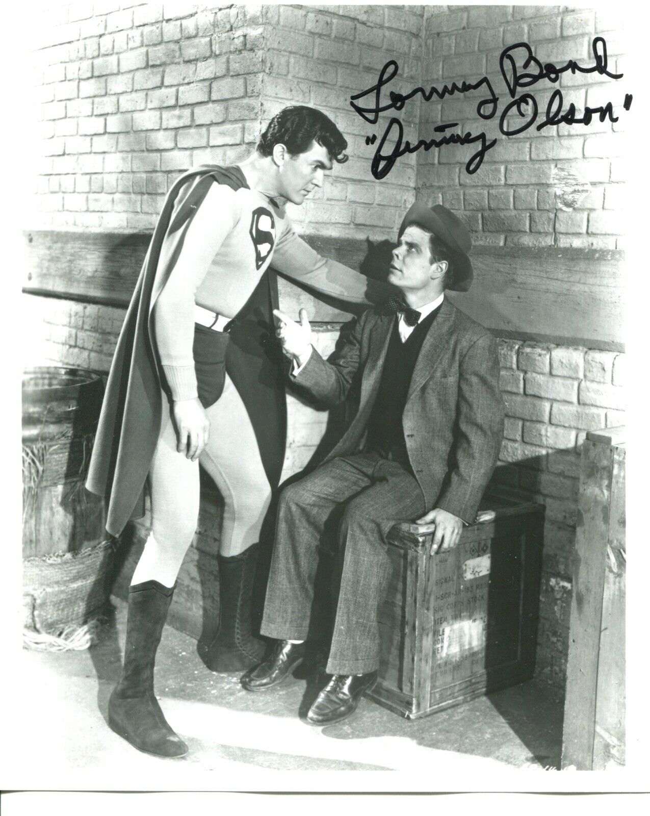 SUPERMAN 8x10 scene Photo Poster painting signed by Tommy ‘Butch’ Bond as Jimmy Olsen