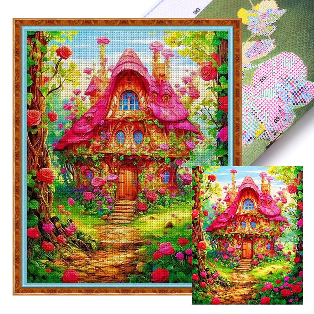 Mushroom Hut Full 11CT Pre-stamped Canvas(45*55cm) Cross Stitch