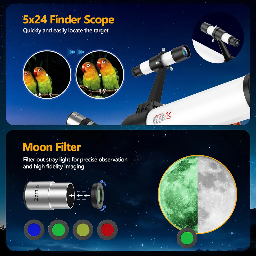 BEBANG 20X-150X Telescope for Adults Astronomy, 70mm Aperture 500mm Refractor Telescope for Kids, FMC, Phone Adapter and Moon Filters