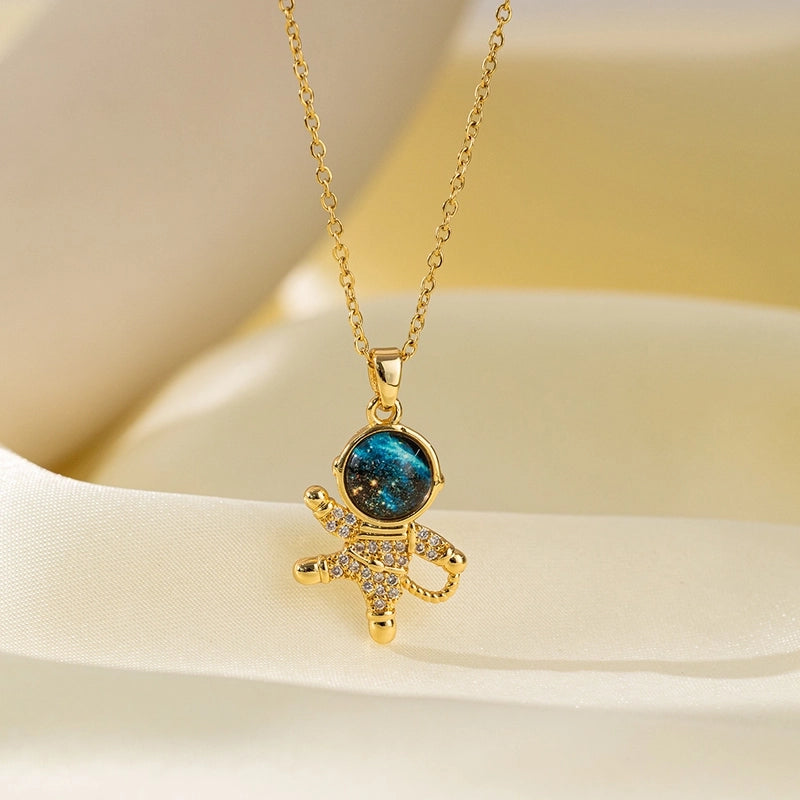 Sweet Minimalist Star Heart Shape Bow Knot Titanium Steel Zircon Plating Inlay Pendant Necklace