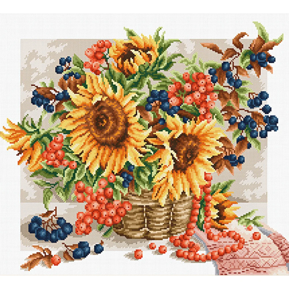 Sunflower Basket - 11CT Stamped Cross Stitch(46*42cm)