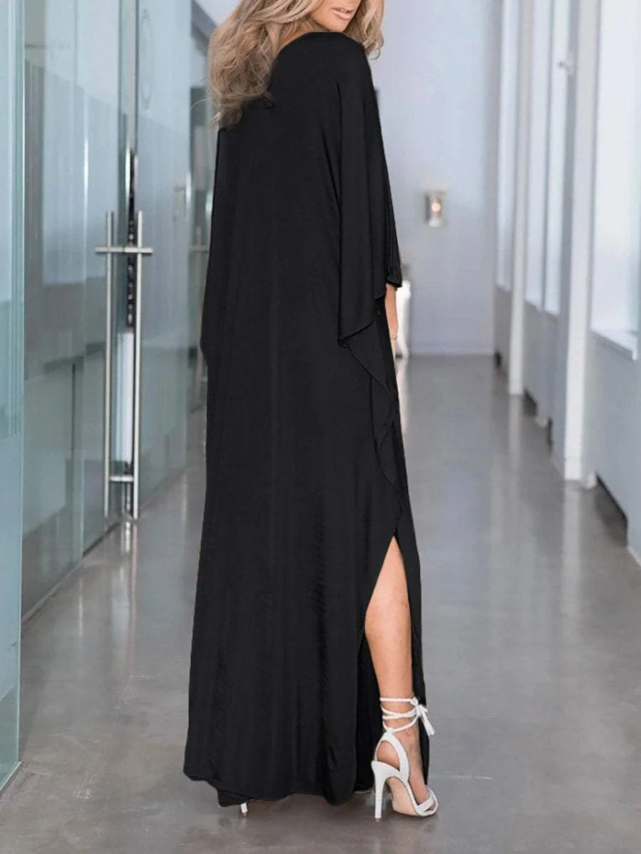 Loose V-neck maxi dress