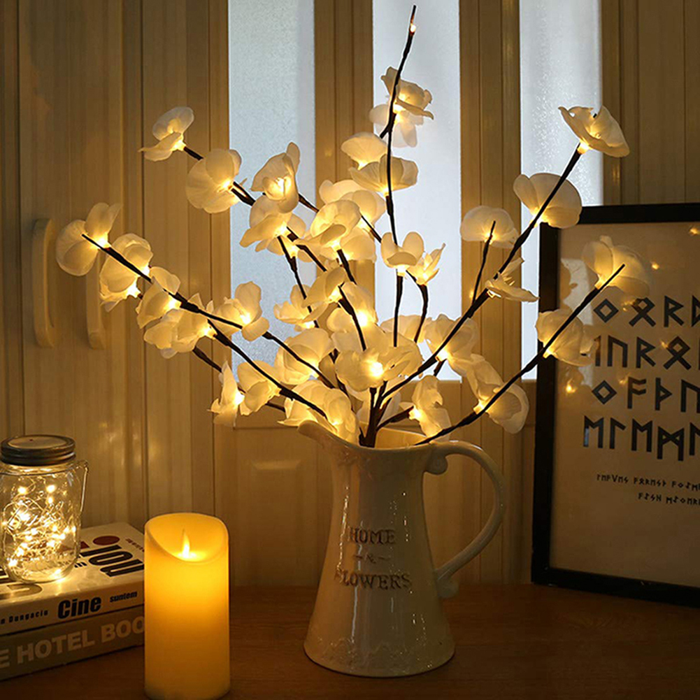 

73cm LED Simulation Orchid Branch Desktop Twig-Night Light, White, 501 Original