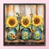 Sunflower Vase-11CT Stamped Cross Stitch Bead Embroidery 46*46cm tapestrymarket