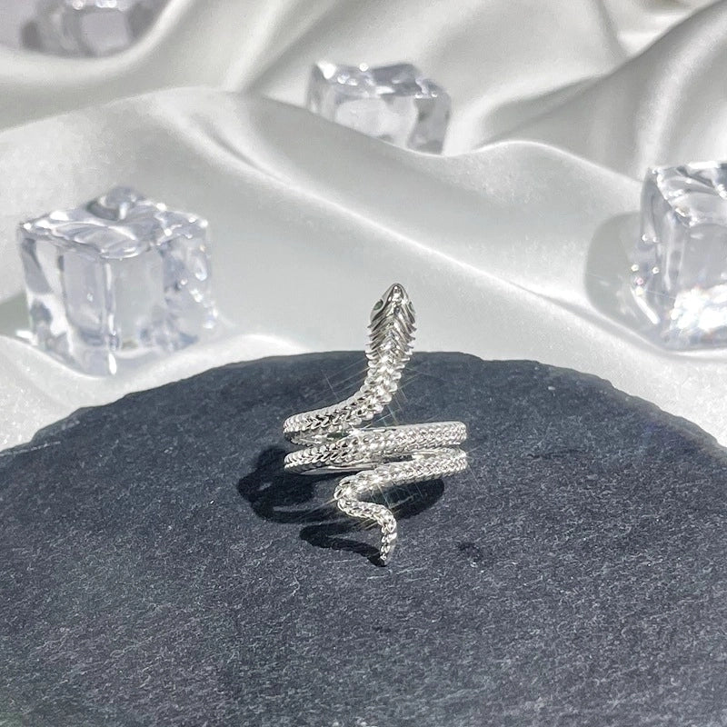 Hip-Hop Cool Style Snake Copper Plating Inlay Rhinestones Open Rings