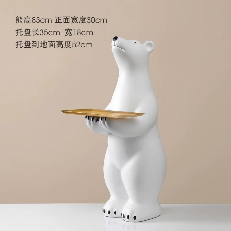 Sdrawing Sdrawing Living Room Floor Bear Ornaments Large Animal Creative TV Cabinet Porch Light Luxury Decoration Storage Tray Gift