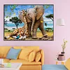 Diamond Painting-DIY Full Round Partial AB Drill Giraffe and Elephant(75x55cm)
