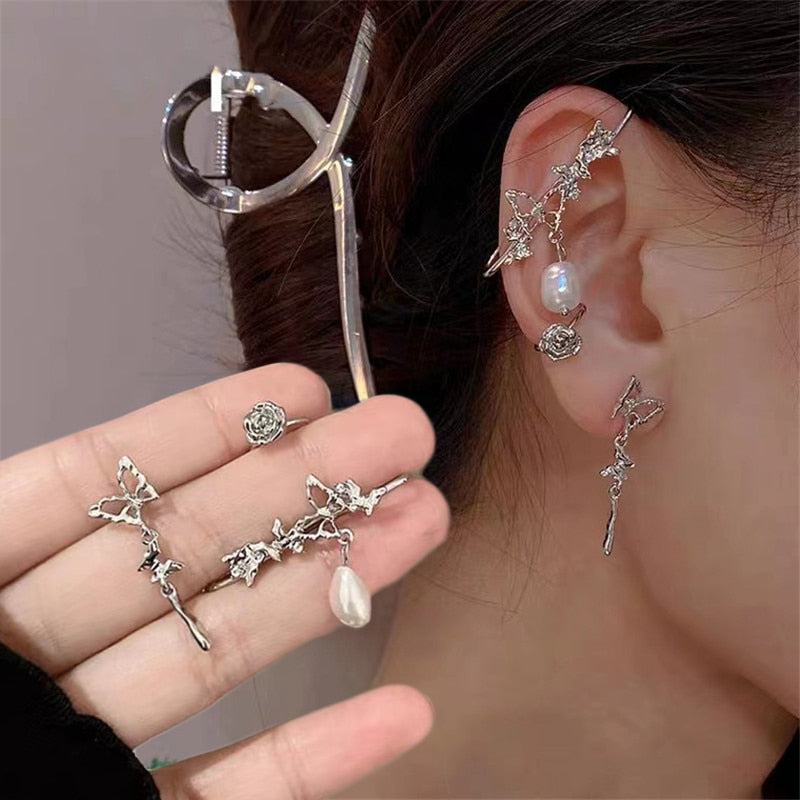 Fashion Korean Delicate Zircon Butterfly Clip Earrings For Women Elegant Pearl Earring No Piercing Cartilage Ear Cuff Jewelry LANFUBEISI