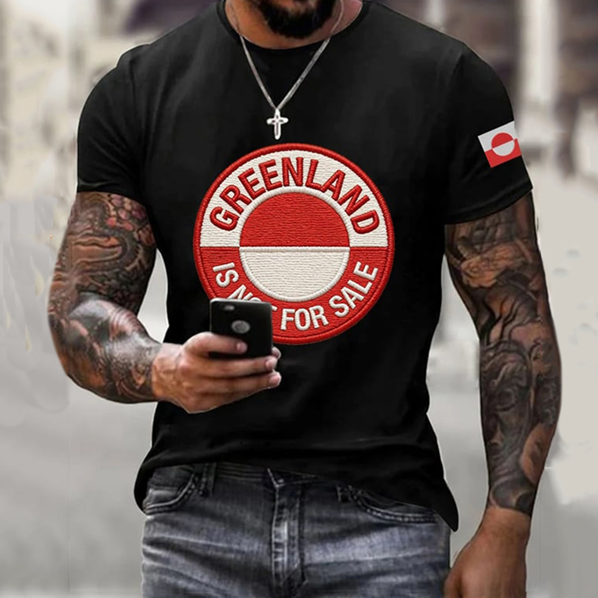 Men's Greenland Print Casual Short Sleeve T-shirt artswardrobe