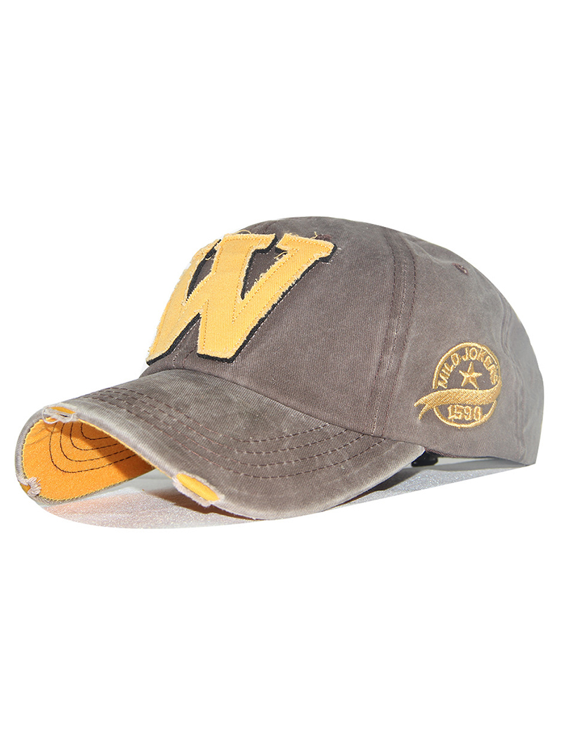 Embroidered Letter Ripped Casual Cap