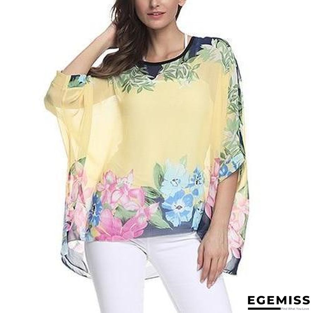 6XL Plus Size Women Batwing Sleeve Casual Chiffon Tops Blouses | EGEMISS
