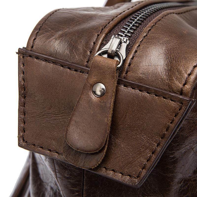 Genuine Leather Durable Top-Handled Detachable Sling Strap Carry-All Bag