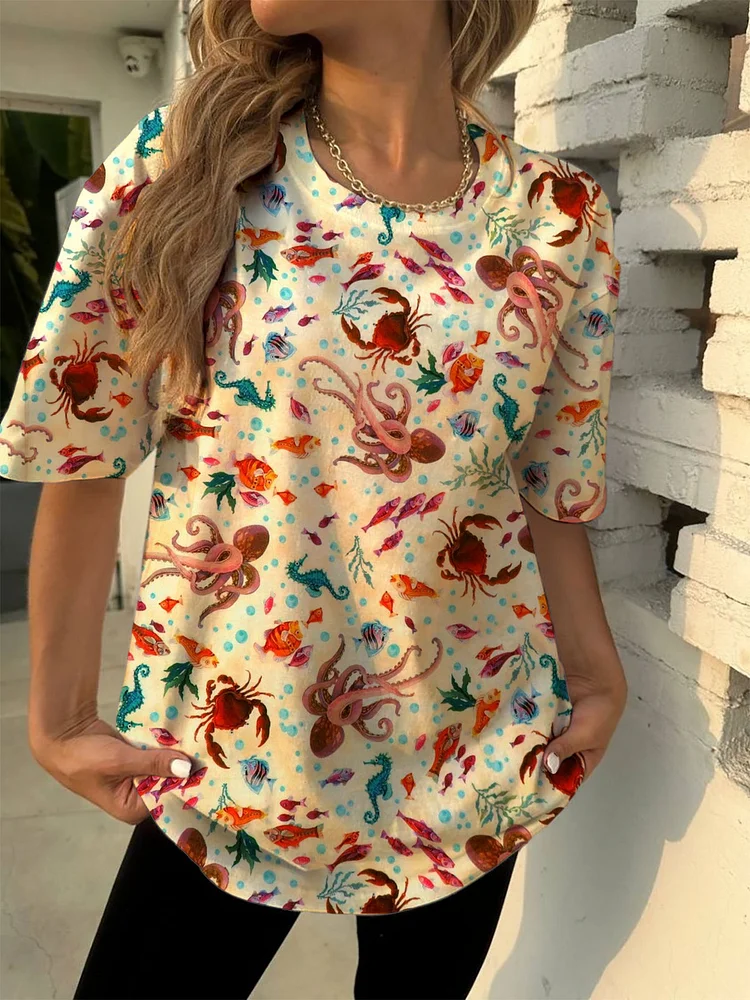 Women's Octopus Print Casual T-shirt