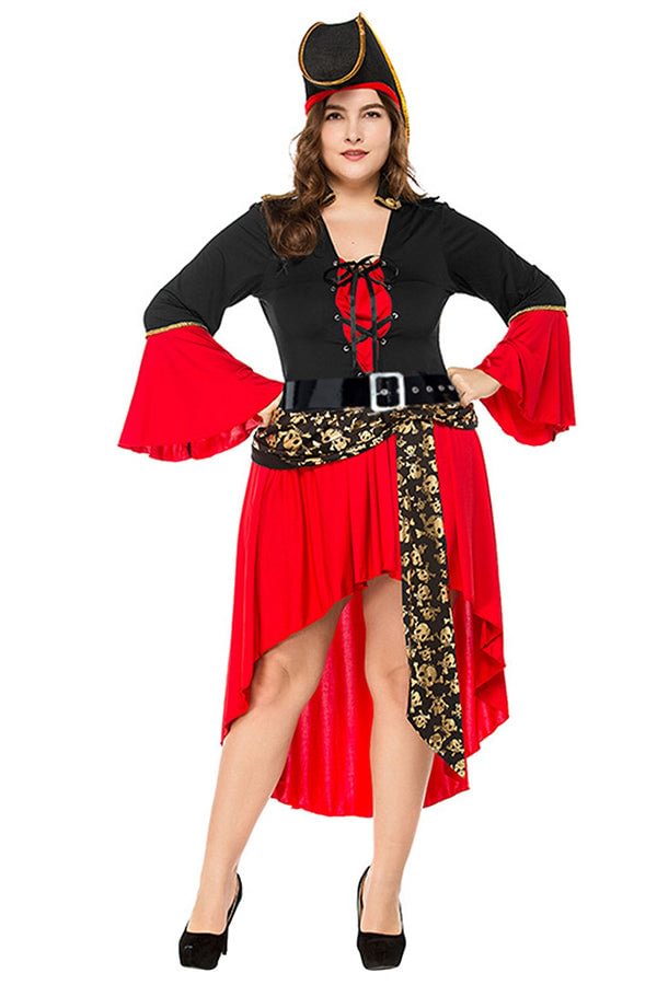 Womens Plus Size Captain Pirate Costume-elleschic