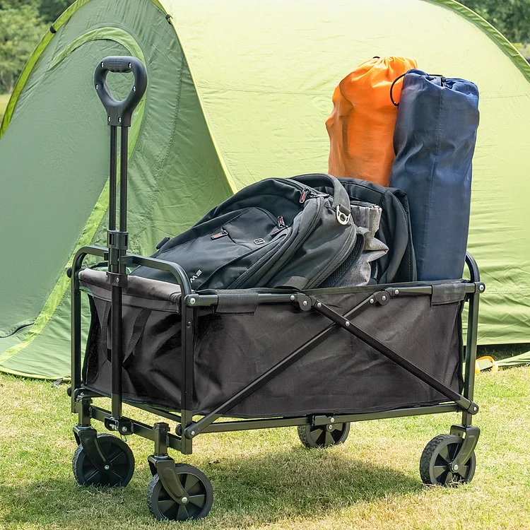 Bestier Collapsible Foldable Portable Utility Wagon Garden Cart with Wheels & Adjustable Handle