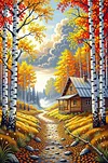 Luxury AB Velvet Diamond Painting Kit - Autumn Landscape