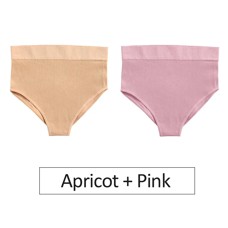 2PCS/Set Women's Panties High Waist Seamless Underwear Female Underpants Woman Sexy Briefs Ladies Panties Intimates Lingerie