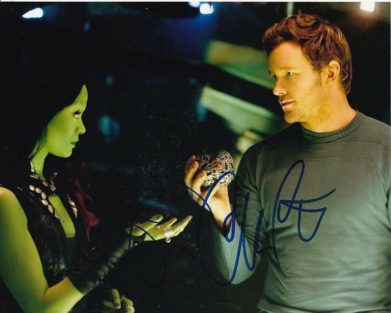 Chris pratt and zoe saldana signed guardians of the galaxy 8x10 Photo Poster painting