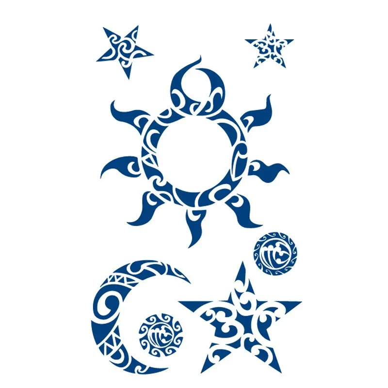 Semi-permanent Waterproof Temporary Tattoos Sun Star Moon Body Art Tattoo Sticker Full Fake Tatoo Women Men