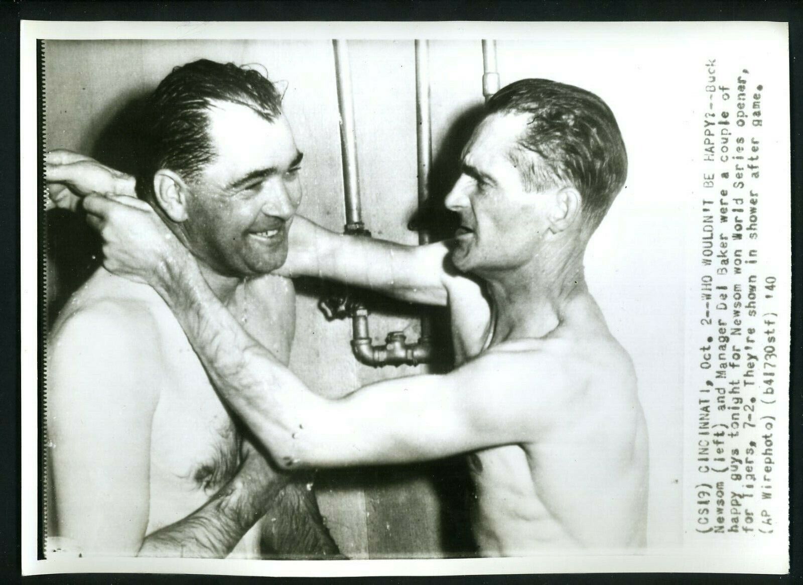 Bobo Newsom & Del Baker Game 1 1940 World Series Press Photo Poster painting Detroit Tigers