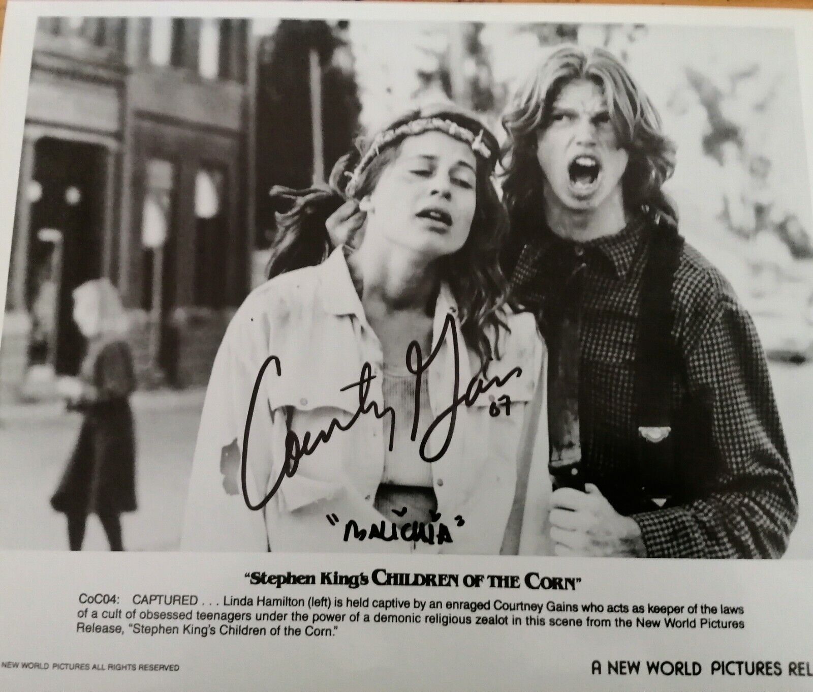 Courtney Gains SIGNED 8 x 10 B X W Photo Poster painting FROM THE FILM CHILDREN OF THE CORN