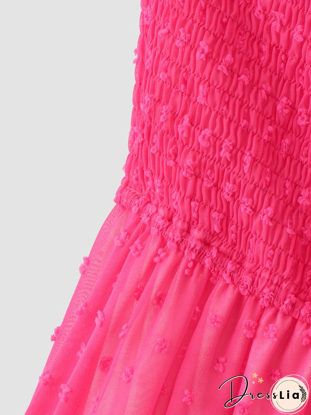 Solid Smocked Tie Strap Slit Open Back Chiffon Maxi Dress