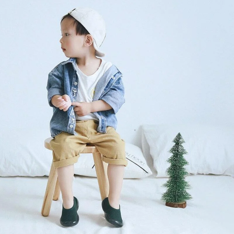 Baby Boys Girls Sock Shoes Autumn Non-slip Floor Socks Kids Soft Rubber Sole Toddler Shoes Socks Baby Socks with Rubber Soles