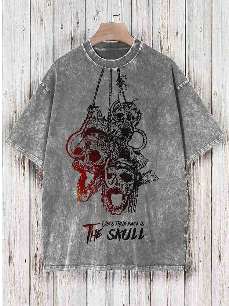 Men's Halloween Hook The Skulls Print Round Neck T-Shirt