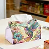 Diamond Art Painting Decorative Paper Napkin Dispenser Wear Resist Handmade Household Container Multifunction Rhinestone PU Tissue Holder Kit for Adults Home Office Gift (Color Hummingbird Floral)
