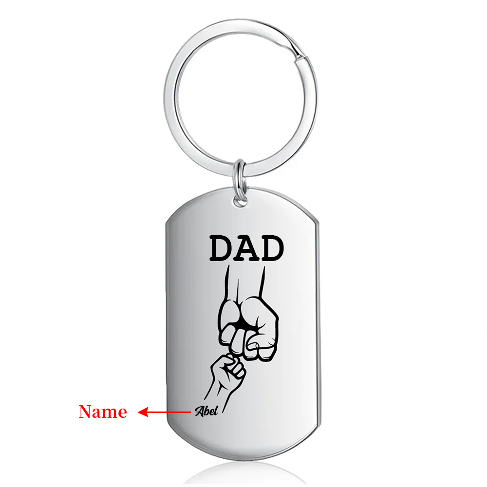 1 Name - Personalized Fist Pendant Keychain Gift Set - Customized Photo Special Gift for Dad