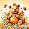 >SALE<5D DIY Full Round Drill Diamond Painting Bear and Bee Kit Home Decoration30x30cm