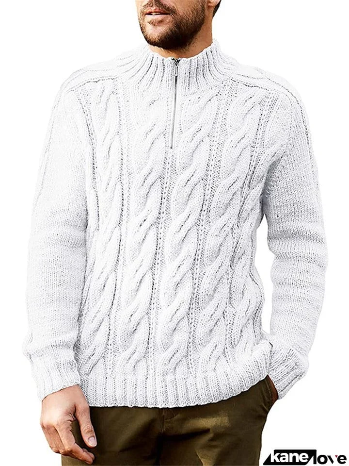 Cozy Long Sleeve Men's Knitting Half Zipper Sweater