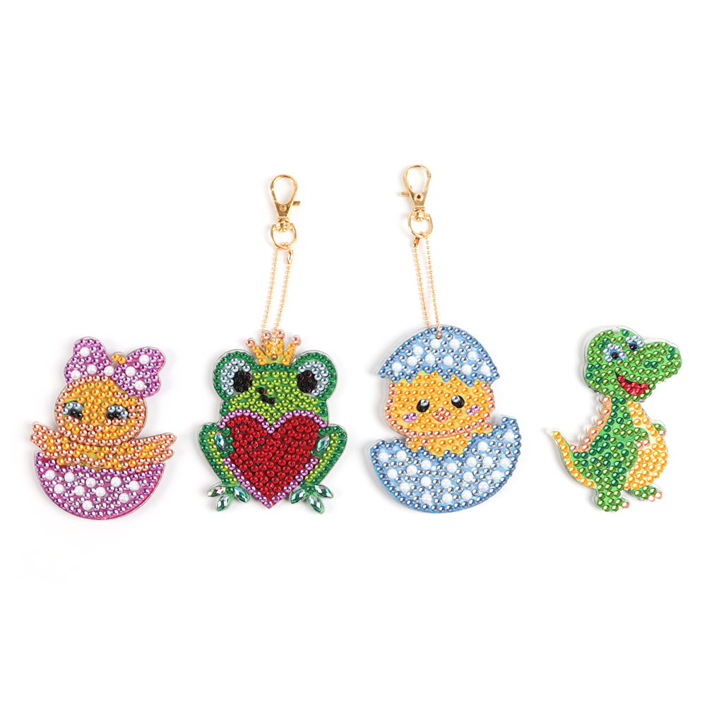 4pcs Small Animals-DIY Creative Diamond Keychain, 501 Original