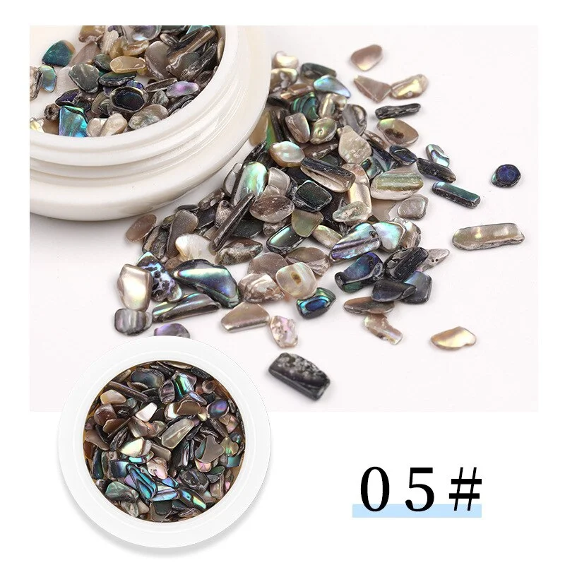1box Black Color Nail Gems Fashion Shell Nail Stone Irregular Abalone Sequined Nail Decoration DIY Japanese Nail Art Design