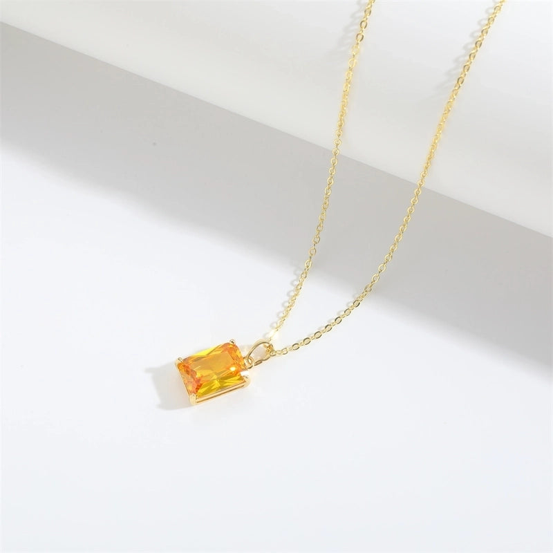 Copper 14K Gold Plated Inlay Tree Zircon Copper Necklaces