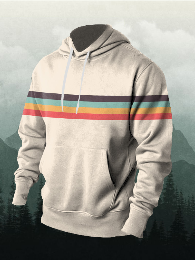 Men's Color Striped Print Hoodie