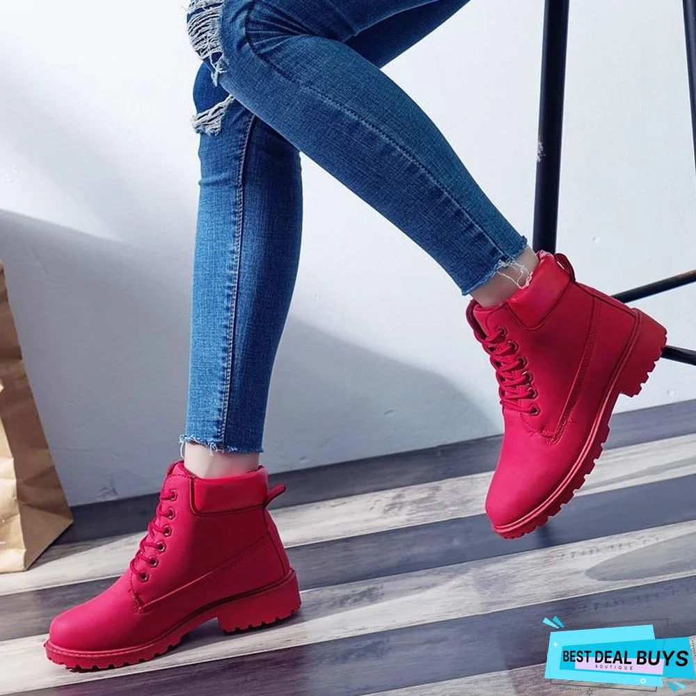 Autumn Early Winter Shoes Women Flat Heel Boots Fashion Keep warm Women's Boots Brand Woman Ankle Botas
