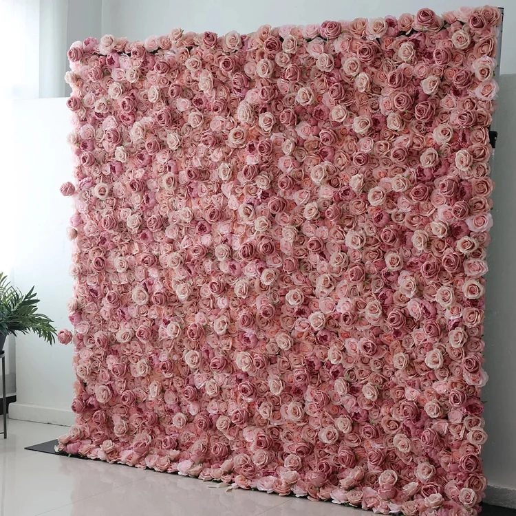 Unveils: Ros&eacute; Reverie &ndash; An Enchanting M&eacute;lange of Dusky Pink & Delicate Cream Fabric Roses &ndash; Ideal Floral Mural for Sophisticated Soirees, Bridal Showers & Luxe Home Accents-VF-221