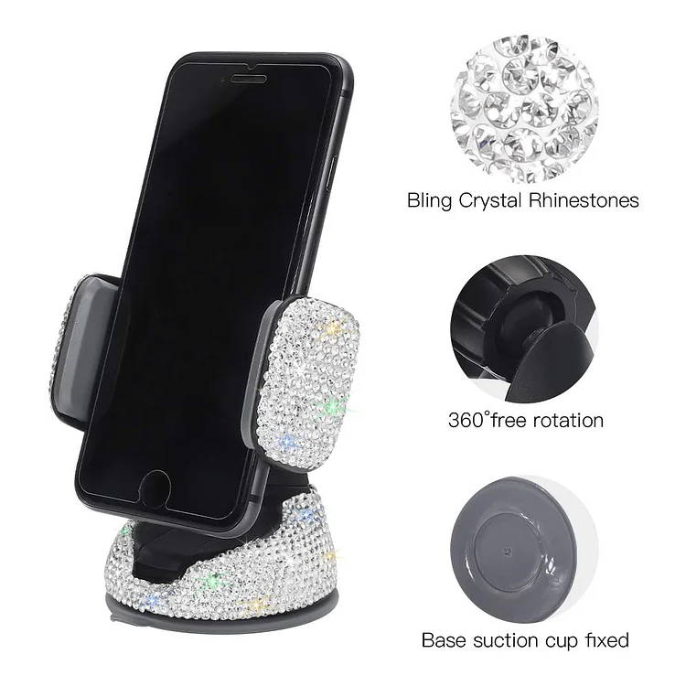 Car Phone Holder With Crystal Rhinestones