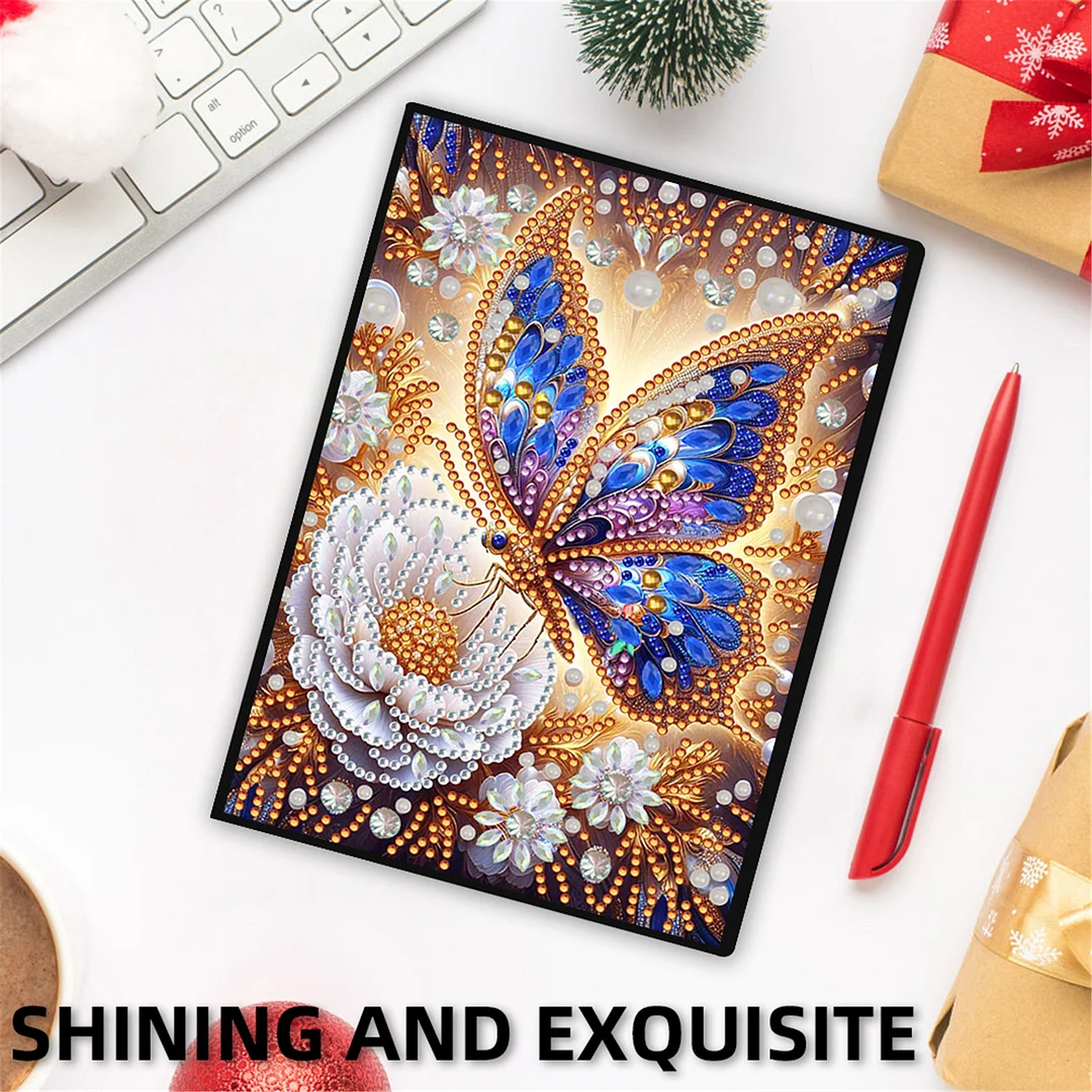 DIY Flower Diamond Painting Journals Notebooks 50 Pages A5 No Lines Special Shaped Diamond Art Kits for Beginners Craft Lovers and Artists (Butterflies Flowers)