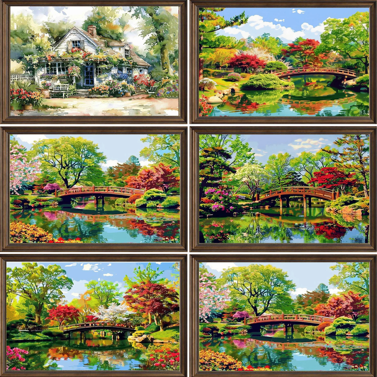 Small Bridge And Flowing Water Scenery 11CT/14CT Stamped Cross Stitch 60*40CM