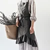 2018 New Women Pocket Home Ruffle Apron Linen Kitchen Dress Dining Cotton Cooking