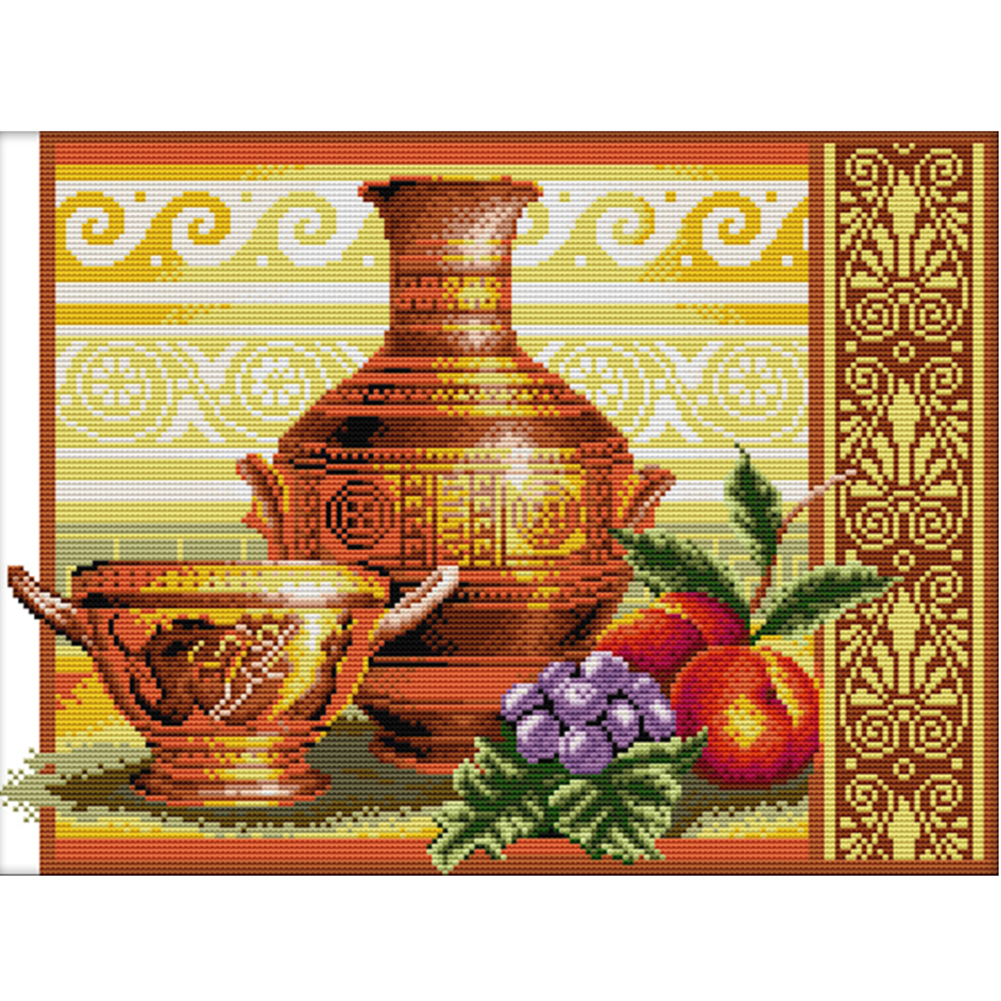 

Ceramics Fruit - 14CT Stamped Cross Stitch - 42*33CM, 501 Original