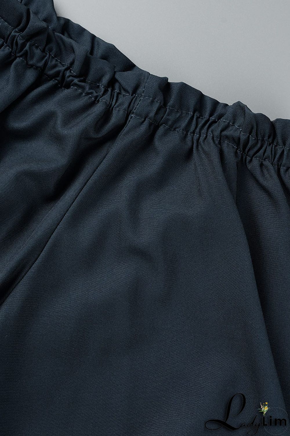 Tibetan Blue Fashion Casual Print Bandage Backless Off the Shoulder Tops