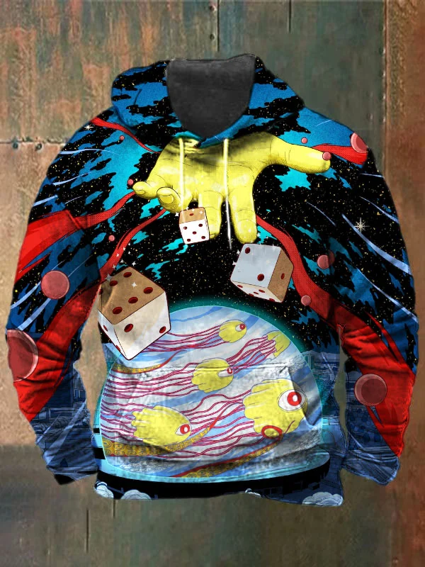 Unisex Hand Dice Print Heavyweight Hoodies