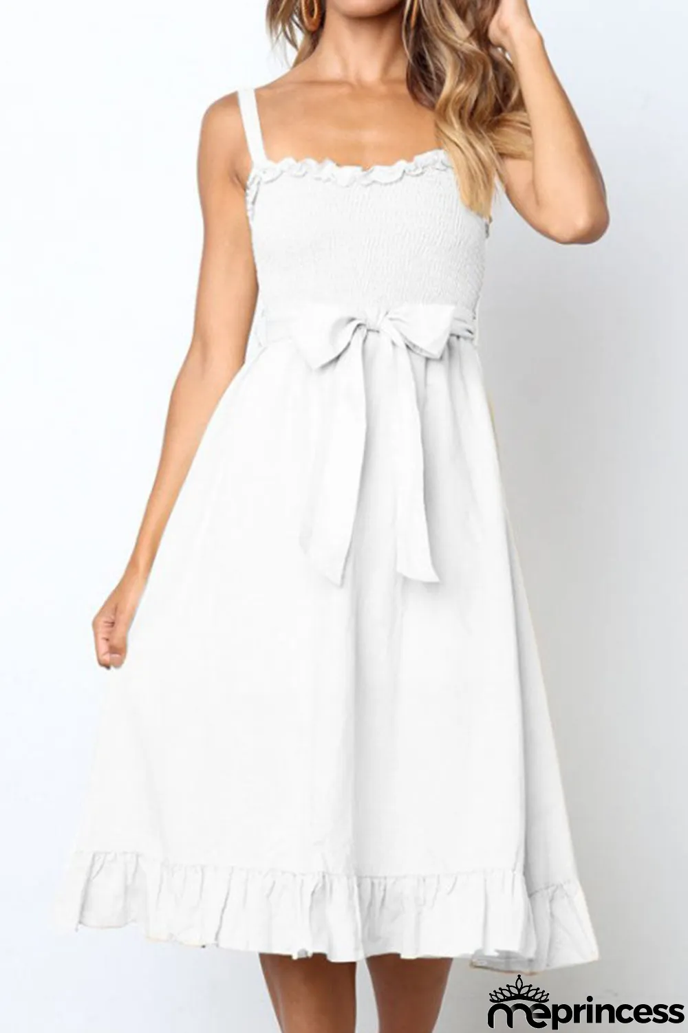 Fashion Casual Solid Split Joint Spaghetti Strap A Line Dresses