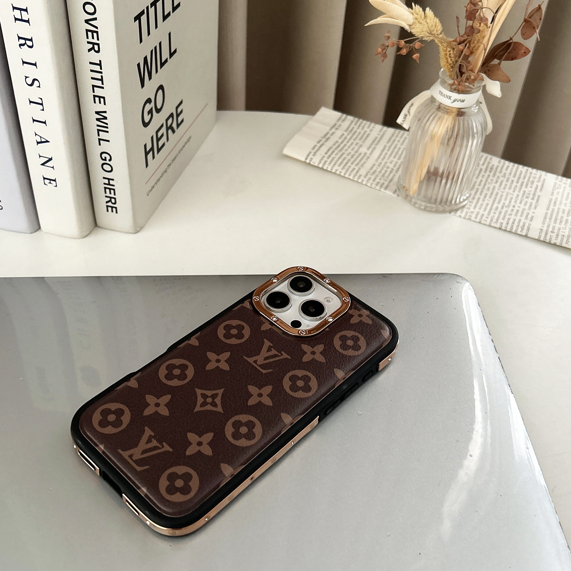 Classic Louis Vuitton Monogram Canvas and Leather Drop Protection Phone Case