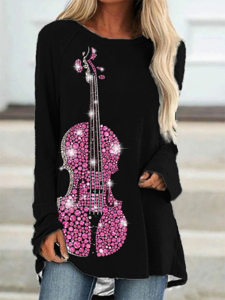 wearshes Classy Violin Glitter Art A Line T Shirt