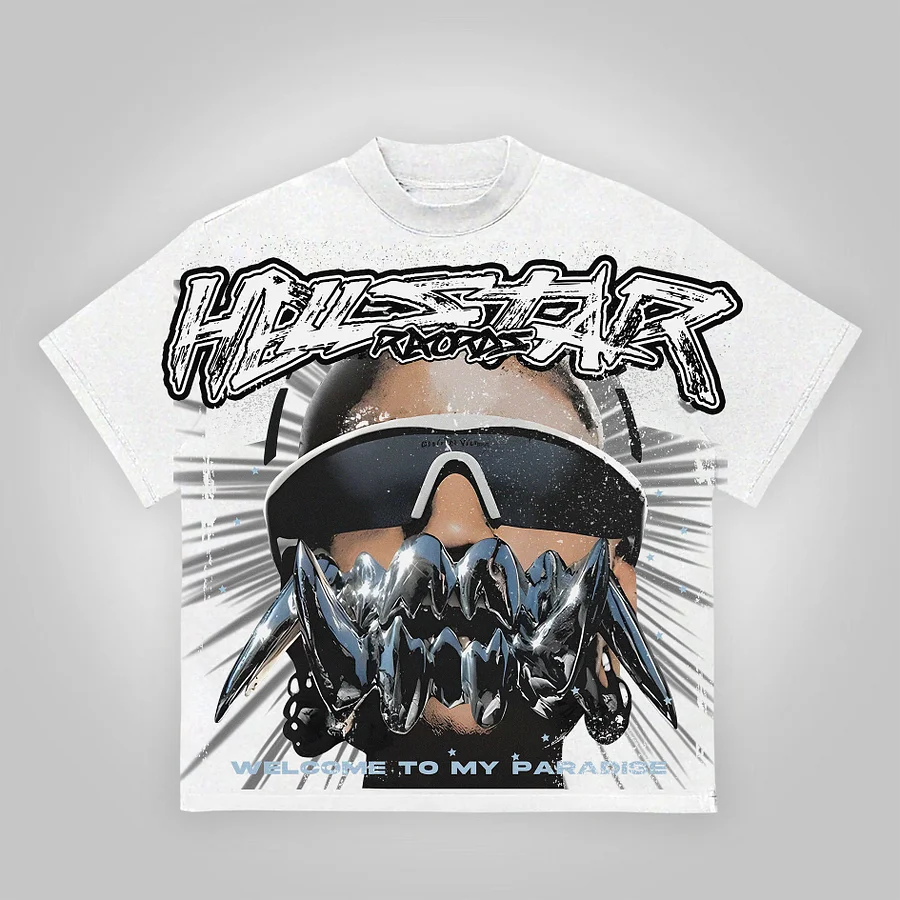 Vintage Hellstar Welcome To My Paradise Graphic Cotton Short Sleeve T-Shirt