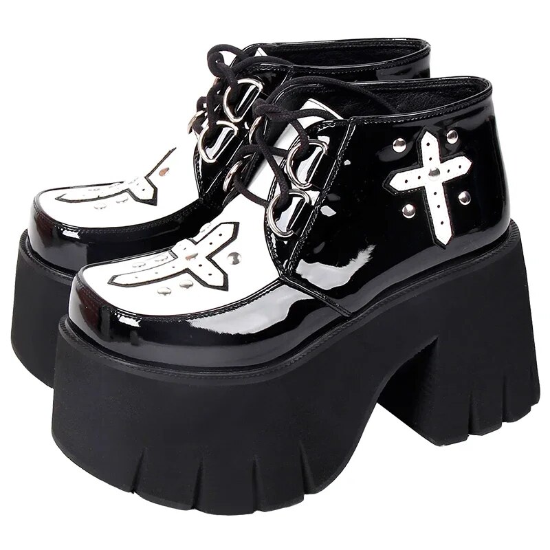 VCshoes Woman Gothic Lolita Cosplay Punk Shoes Lady High Heels Wedges Pumps Girl Princess Dress Party Shoes 10cm PL 9702